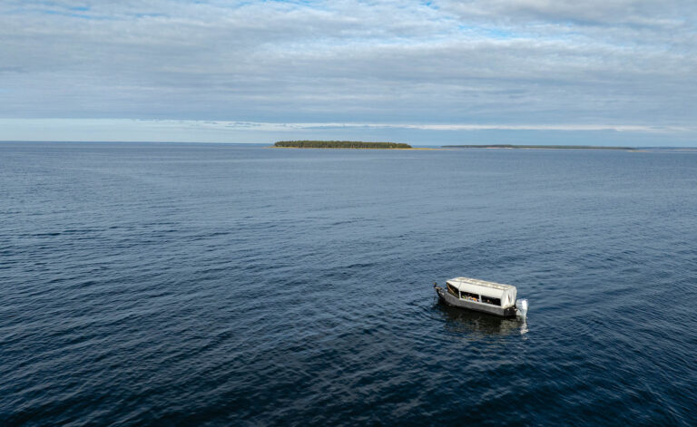Our boat hide for photographing marine wildlife